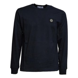 Stone Island Long Sleeve Tops, male, Blue, Size: L Crewneck Long Sleeve Top