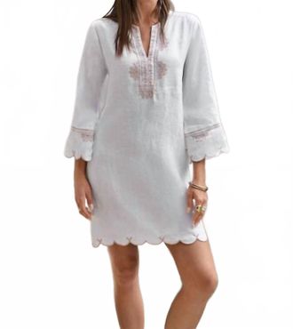 Johnny Was Linen Scallop Dress In White
