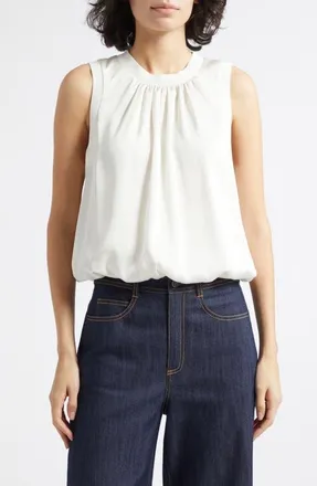 Cinq &agrave; Sept Sleeveless Satin Top in Ivory at Nordstrom, Size Xx-Small