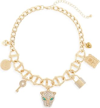 Tasha Crystal Charm Chain Choker Necklace in Gold at Nordstrom Rack
