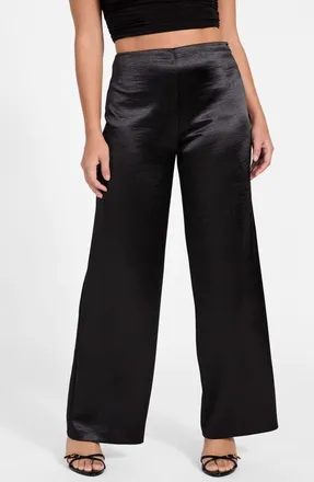 Guess Julie High Waist Satin Pants in Black-Black at Nordstrom, Size X-Large 30