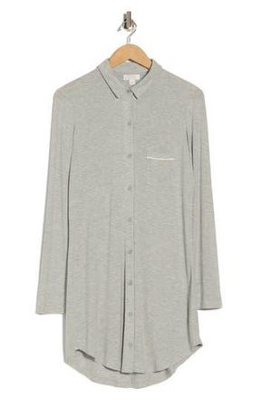 Nordstrom Rack Tranquility Button Front Nightshirt in Grey Heather at Nordstrom Rack, Size X-Small