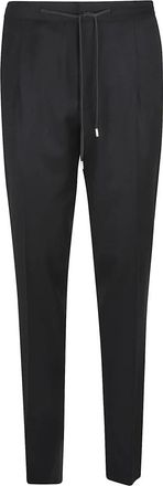 Lardini Broeken, Heren, Zwart, S, Wol, Zwarte Wollen Blend Broek Aw 25