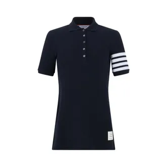 Thom Browne Textured Pique 4-Bar Polo Dress - female - Thom Browne - Polo Shirts - Blue - XS - Tops