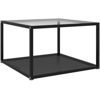 vidaXL Mesa De Centro Vidrio Templado Transparente Y Negro 60x60x35 Cm Vidaxl