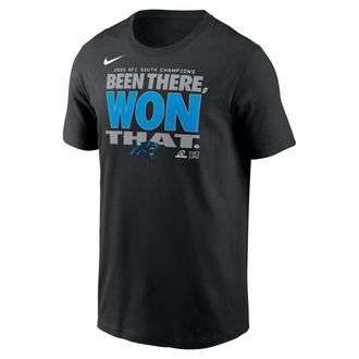 Nike Carolina Panthers 2025 NFC South Champions Trophy Collection Nike Mens NFL T-Shirt in Black | N19900A77Z-KZ5