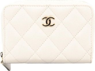 Chanel White Grained Calfskin Coin Purse/Coin Case (Pre-Owned)