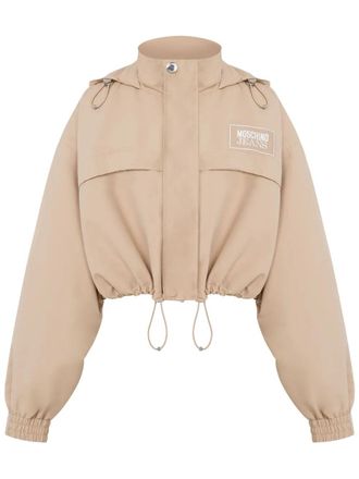 Moschino Structured Neutrals Giubbino with Stand Collar