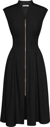 Grace Karin Womens Casual Dress with Pockets Zipper Front Dress for Vacation Wedding Work Office Black 2XL