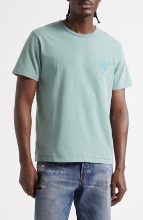 J.W.Anderson Ribbon Anchor Embroidered Logo T-Shirt in Washed Teal at Nordstrom, Size X-Large