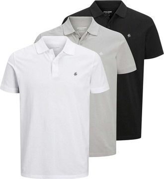 Jack & Jones Jack And Jones Poloshirt met korte mouwen voor heren (set van 3) (Wit/Grijs/Zwart)