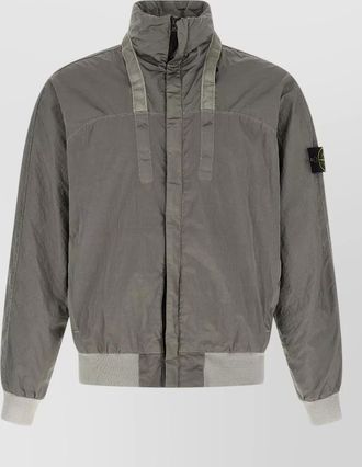 Stone Island nylon metal bomber jacket high collar