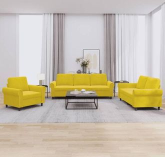 vidaXL Vidaxl - Juego De Sof&aacute;s Con Cojines 3 Piezas Terciopelo Amarillo