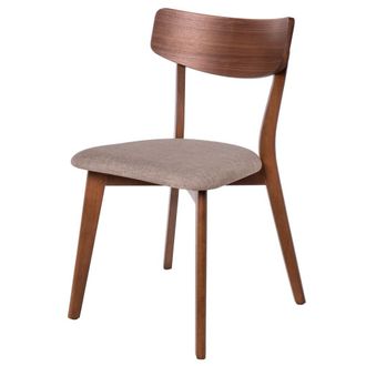 Koketto Home Silla de madera de nogal con asiento tapizado gris claro