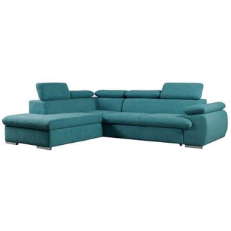 Vente-Unique Vente-unique - Divano letto angolare con contenitore in tessuto Turchese - Angolo a sinistra - fabien