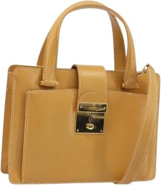 Gucci Pre-owned Vintage leren handtas - Dames - Vintage Handtas - Beige - ONE Size - Leer - Vintage