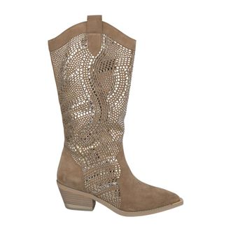 Alma En Pena Cowboy & Biker Boots, female, Beige, 4 UK, Leather Cowboy Boots