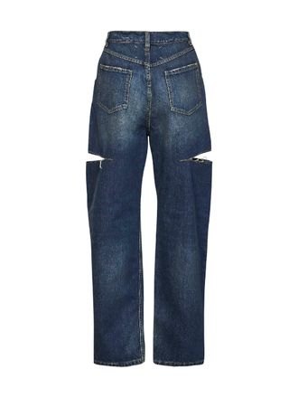 Maison Margiela Slashed Thigh Denim Jeans - Blue