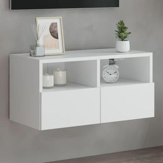 vidaXL Vidaxl - Mueble De Tv De Pared Madera De Ingenier&iacute;a Blanco 60x30x30 Cm