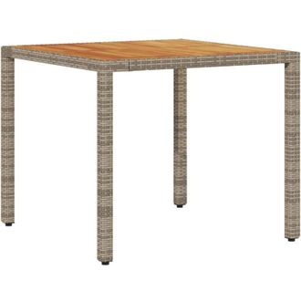 vidaXL Garden Table with Acacia Wood Top Grey 90x90x75 cm Poly Rattan Vidaxl