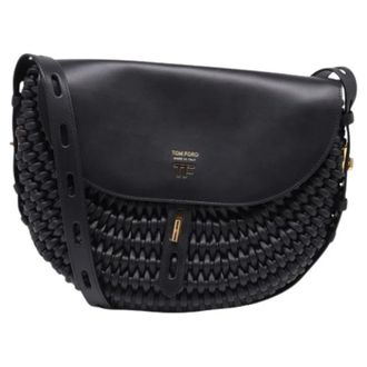 Tom Ford Pre-owned Cross Body Bags, female, Black, Size: ONE SIZE Pre-owned T Twist Woven Saddle Crossbody Bag