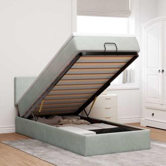 vidaXL Estructura Cama Otomana Colch&oacute;n Terciopelo Gris Claro 80x200cm Vidaxl