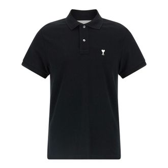 Ami Polo Shirts, male, Black, Size: 2XL De Coeur Polo Shirt