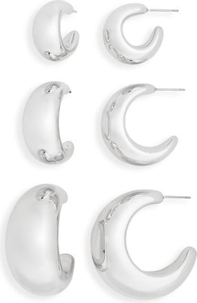 Tasha 3-Pack C Hoop Earrings in Silver at Nordstrom Rack