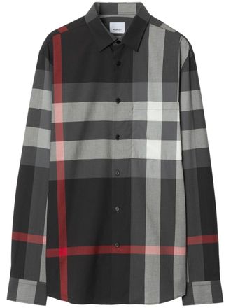 Burberry check-pattern chest-pocket shirt - Black