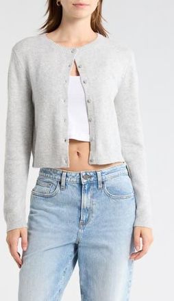 Abound Classic Crewneck Cardigan in Grey Light Heather at Nordstrom Rack, Size X-Large