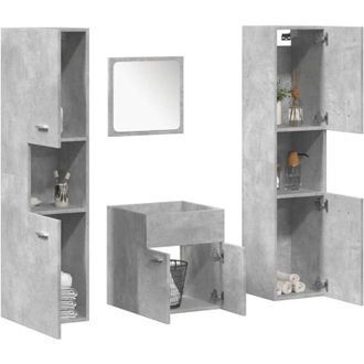 vidaXL Set Mobili da Bagno 4 pz Grigio Cemento in Legno Multistrato - Vidaxl