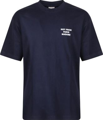 Dr&ocirc;le de Monsieur Le T-Shirt Slogan - Heren - T-shirts - Blauw - L - Katoen - Tops