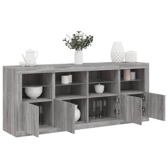 Berkfield Home Sideboard with LED Lights Grey Sonoma 163x37x67 cm | Size: 163 x 37 x 67 cm