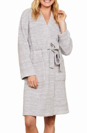 Barefoot Dreams CozyChic Short Robe in Heather Dove Gray/Almond at Nordstrom, Size 3