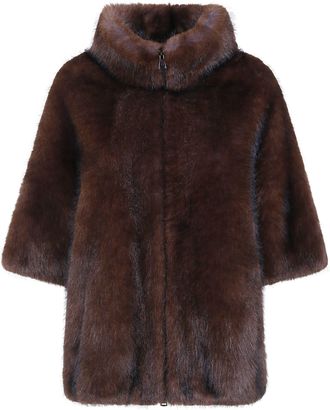 VALENTINI 1972 Cape Eco Fur Zibellino Cocoa