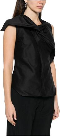 Rick Owens Avant-Garde Gedrapeerde Jersey Top - Dames - Tops zonder mouwen - Zwart - M - Tops
