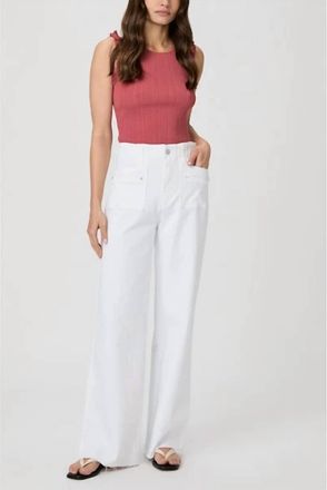 Paige Anessa Welt Patch Pockets And Raw Hem Jeans In Crisp White