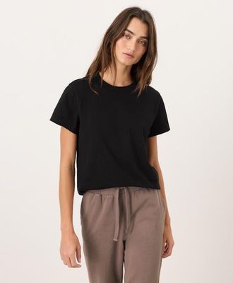 Pact Organic Cotton Soft-Slub Essential Crewneck Tee in Black at Nordstrom, Size Xx-Large