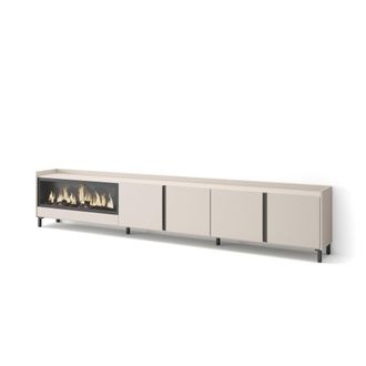 Skraut Home Skraut Home - Mueble Tv, Televisi&oacute;n, Muebles De Sal&oacute;n, Almacenaje, 315x35x61cm, Para Tv Hasta 80, Chimenea El&eacute;ctrica Xxl, Dise&ntilde;o Industrial, Estilo Mo