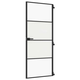 Berkfield Home Interior Door Slim Black 83x201.5 cm Tempered Glass & Aluminium