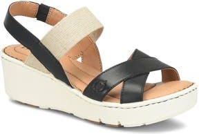 B&oslash;rn Gila Platform Wedge Slingback Sandal in Black Leather at Nordstrom Rack, Size 10