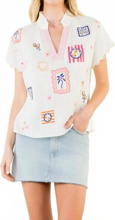 THML Clothing Coastal Stitch Top In White