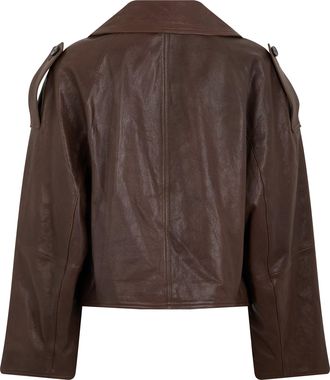 Max Mara Womens Leather Jacket Chocolate Lambskin; Lining Polyester