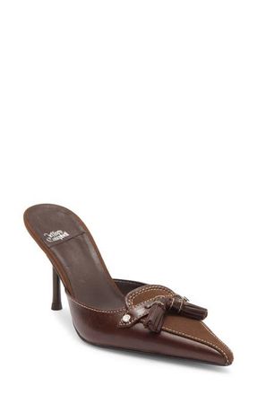 Jeffrey Campbell Claypool Pointed Toe Tassel Loafer Mule in Coffee Combo at Nordstrom, Size 5.5