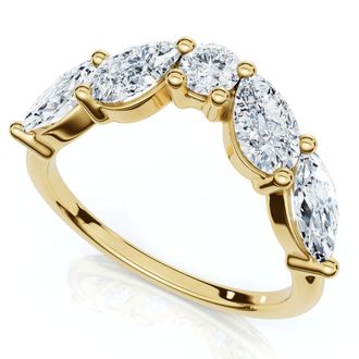 Pompeii3 1Ct Contoured Diamond Wedding Ring Guard Band 14k Gold or Platinum Lab Grown