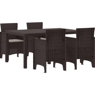 vidaXL Garden Dining Set 5 pcs Brown Polt rattan Vidaxl