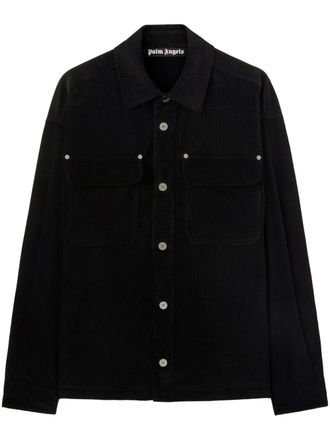 Palm Angels logo-print velvet overshirt - Black