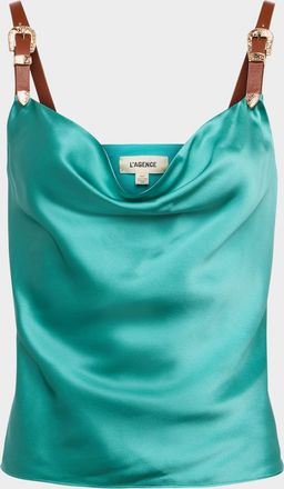 L'agence Lux Buckle-Strap Cowl Tank Top