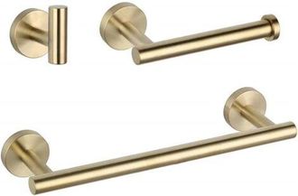 OEM Juego De Accesorios De Ba&ntilde;o De Acero Inoxidable Con Acabado Dorado Cepillado, Toallero, Portarrollos De Papel Higi&eacute;nico, Perchero Y Gancho Para Alborn
