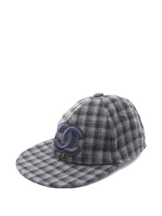 Chanel 1986-1988 check-pattern cashmere cap - women - Cashmere - One Size - Black